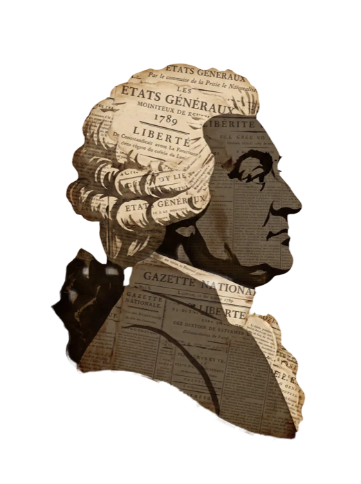 Illustration de Mirabeau en collage de journaux d'époque